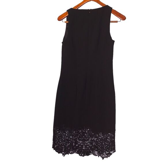 TRINA TURK Black Sleeveless V-Neck Midi Dress Crochet Hem Women's 4 - Picture 3 of 10